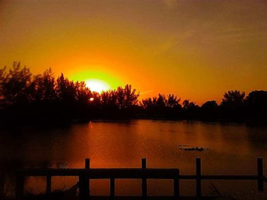 Breathtaking Sunset at the lake!! A new color sunset every night!!