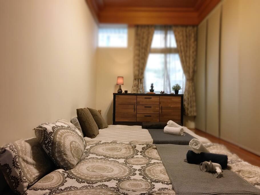 Spacious room can be reconfigured to accommodate four guests. If you are just 2 guests , we will only supply one tatami bed.