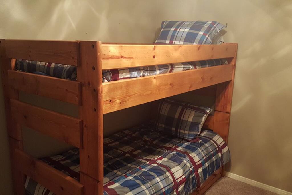 Bunk beds have trundle for 3rd person