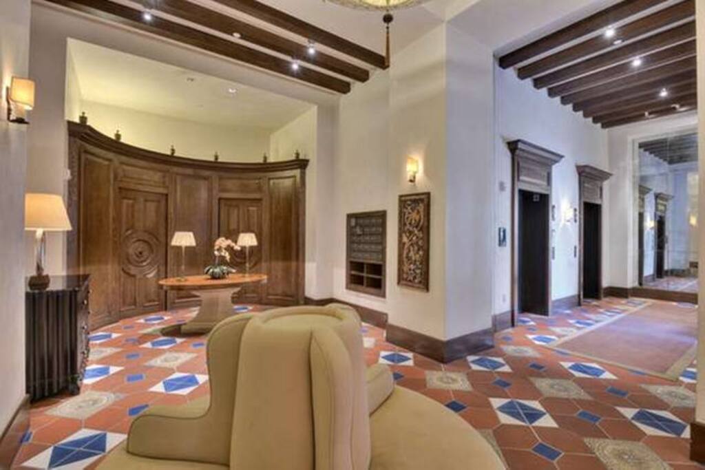 Secure entrance to the posh lobby.
