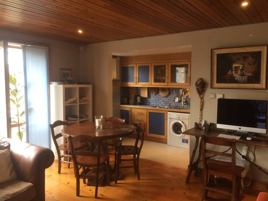 Dining area beside balcony