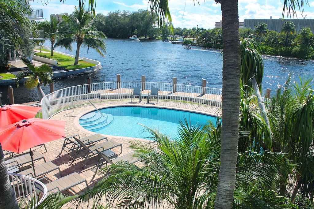 Building pool. View from the apartment