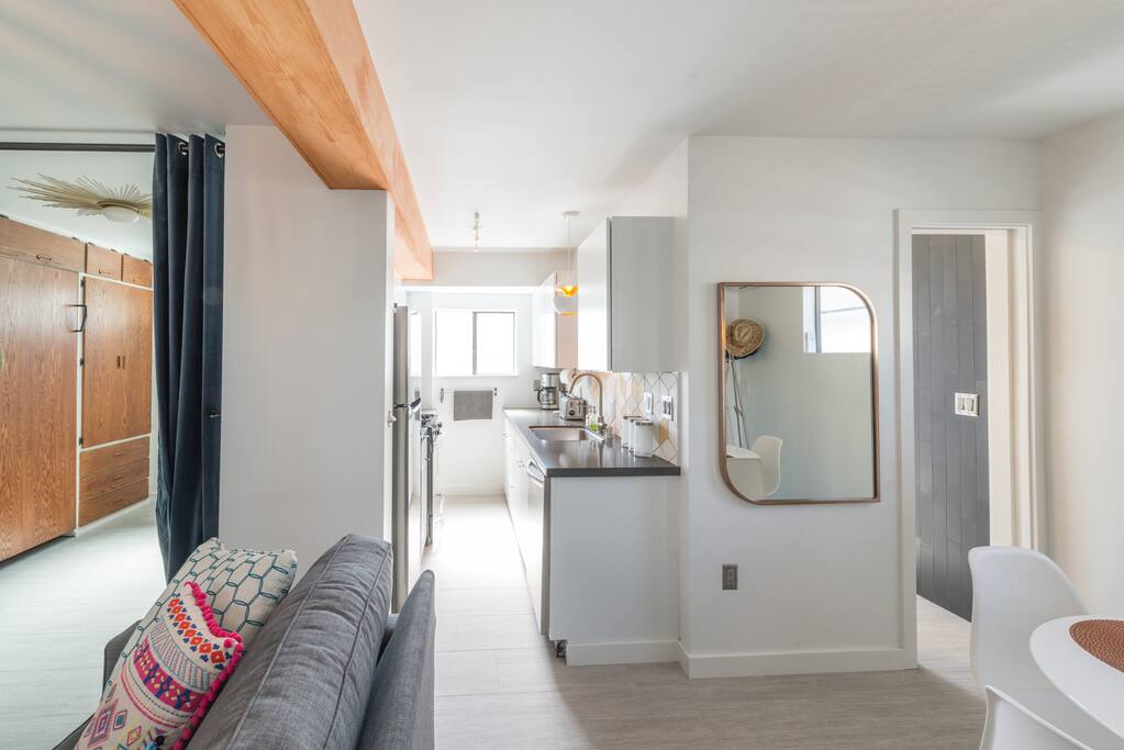 The studio is small but modern, bright, beautifully furnished and has everything you need : )