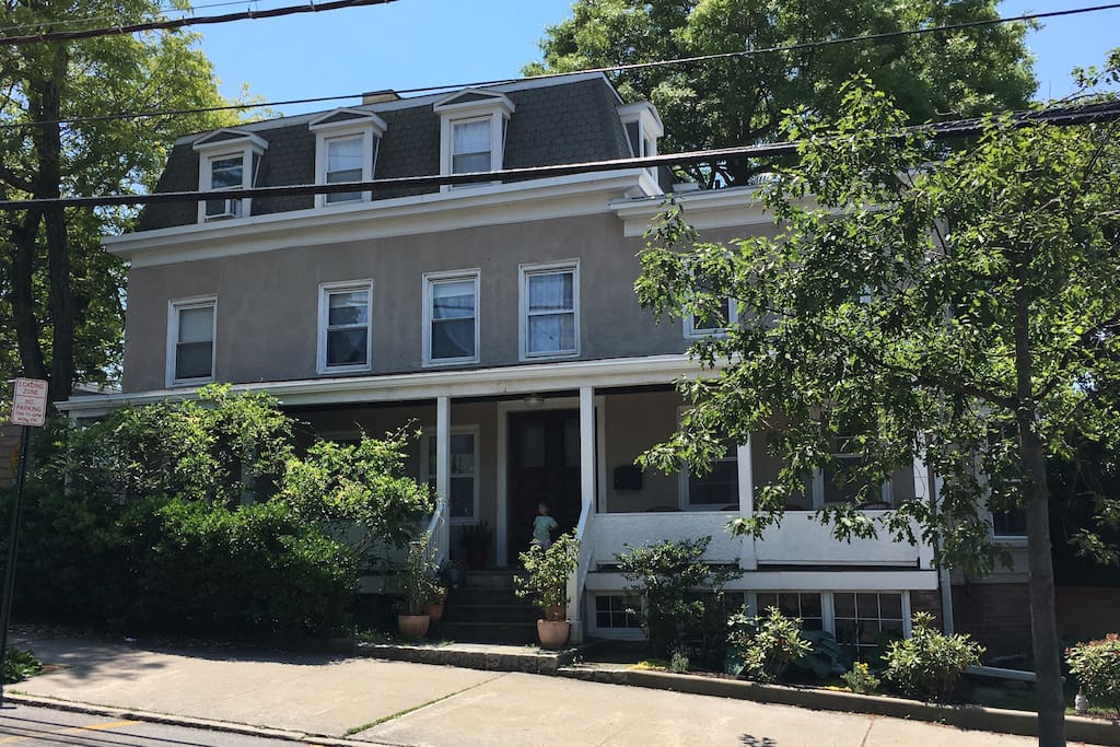 Apartment is in a historic 165-old colonial. Private entry to apartment in rear of house. Steps from riverfront parks with views of Palisades, Main St shopping and Metro-North express trains (38 minutes to Manhattan!)