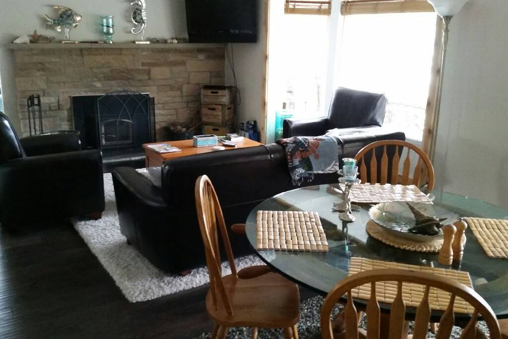 Living room and dining room