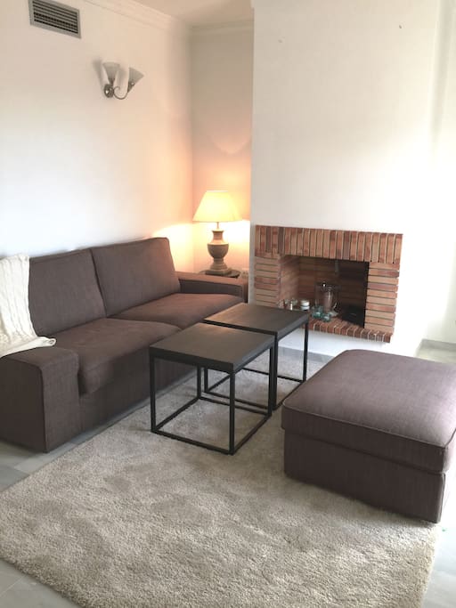 Cosy living room with a fire place