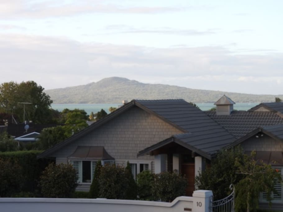The view off our deck of Rangitoto
