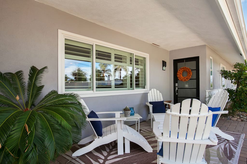 Adirondack chairs for viewing front yard and sunset