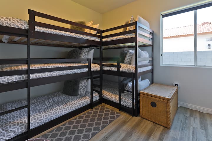 (Bedroom # 5) Twin bunk room with six (!) twin beds.