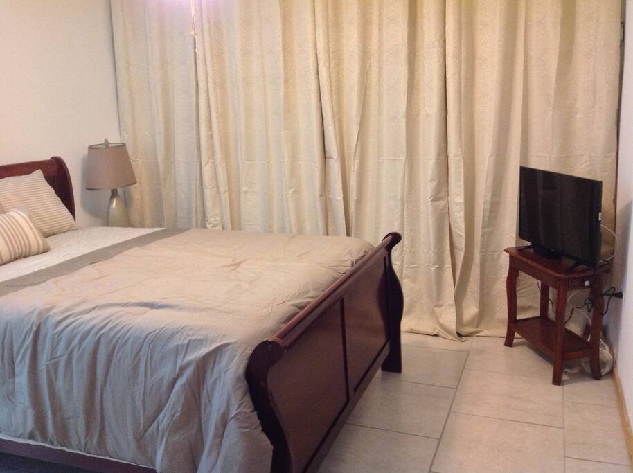 Master bedroom 32" flat screen TV with satellite programming