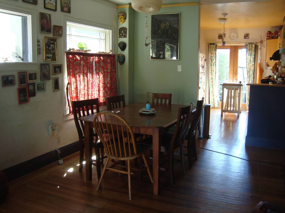 The dining area into kitchen view.