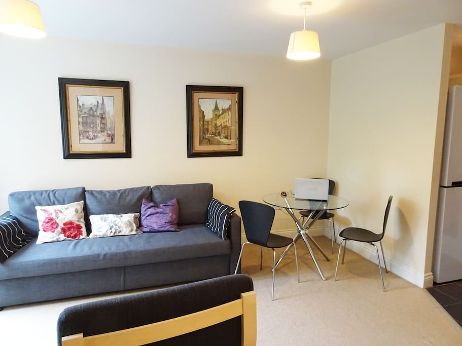 Sofa bed and dining table
