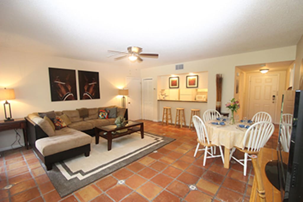 Living Room, Dining area and Breakfast Bar