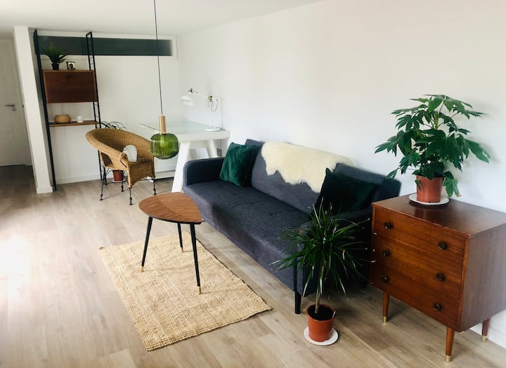 Refurbished flat. 400m to beach, Secluded garden. Condominiums for