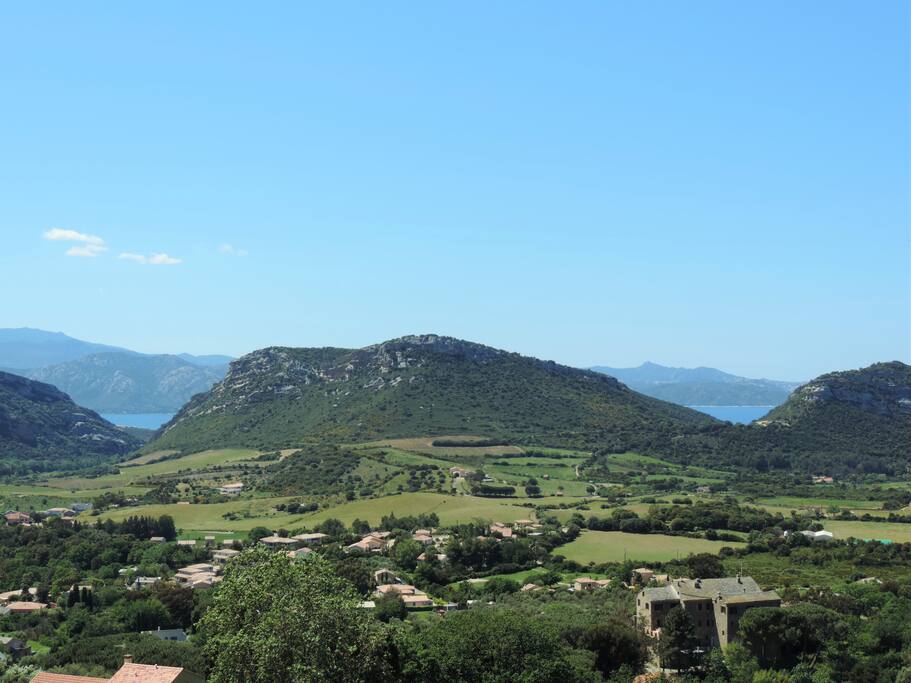 Vue sur le vignoble de Patrimonio et golfe de Saint Florent depuis l'appartement.