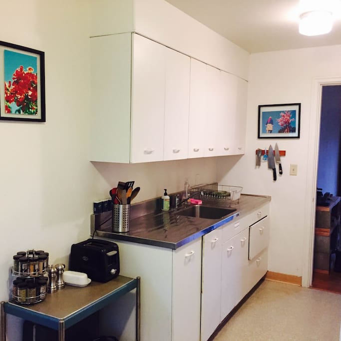 The kitchen is fully stocked.
