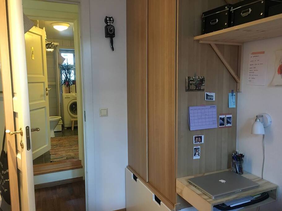The closet in the room and the bathroom