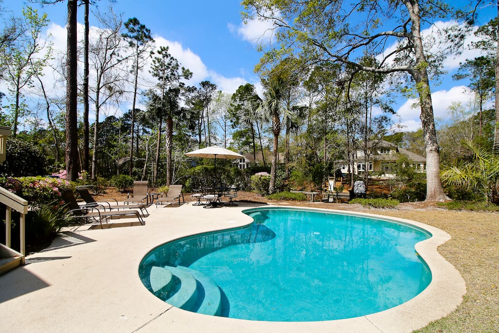 Ground level Pool area. "Fits 12 people comfortably"-Prior Guest
