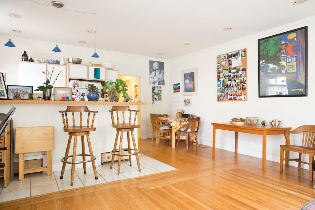 Open kitchen and dining area