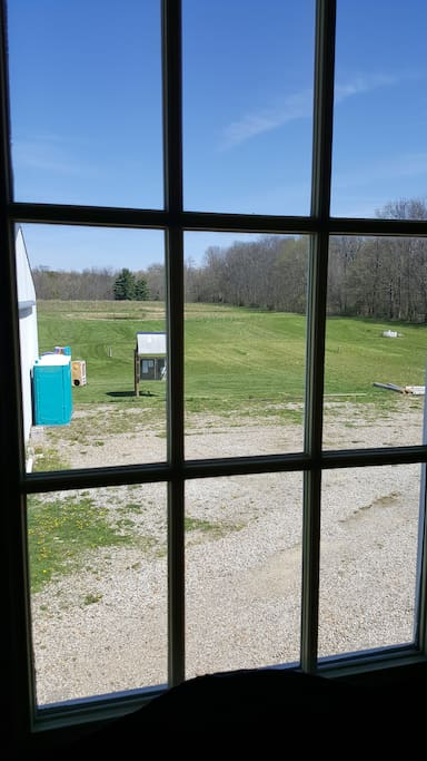 The Suite from the inside. A view to some of the campsites and the bluegill pond