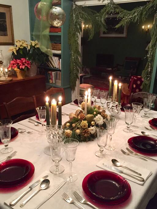Christmas dinner in dining room