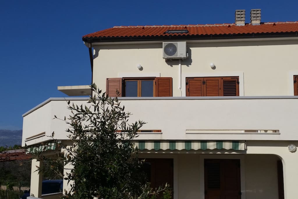 From the outside. Apartment is on the upper floor.