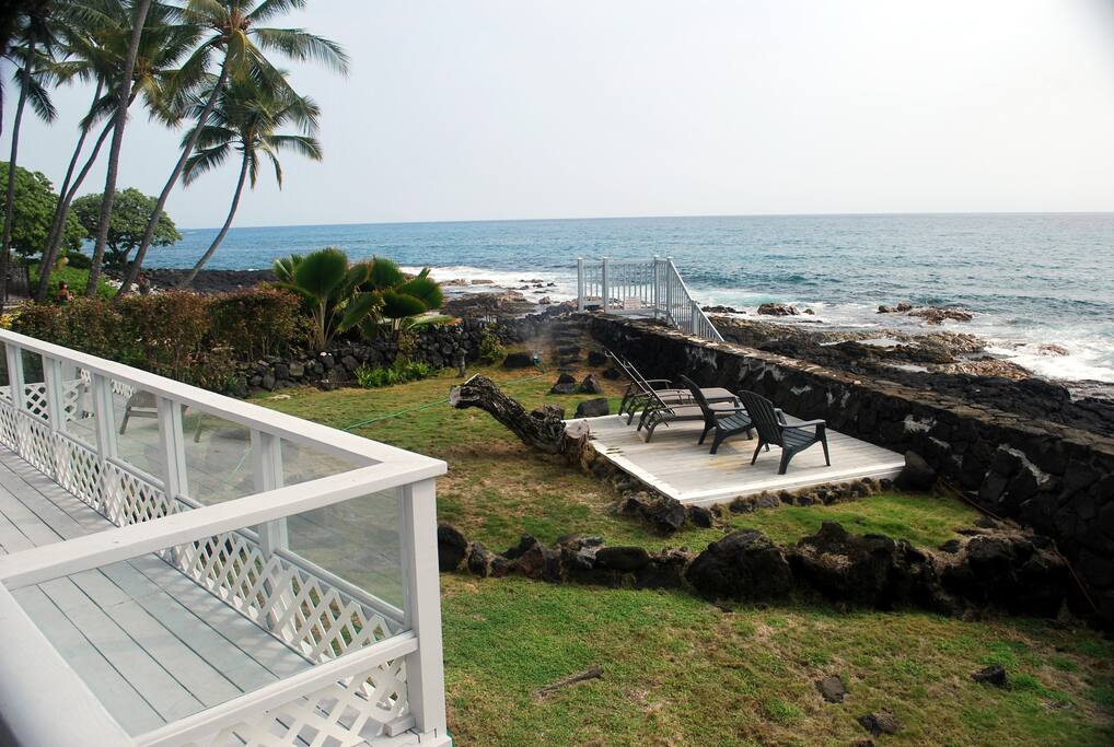 Sun deck just off the ocean.