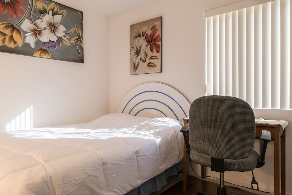 Queen size bed for up to two.