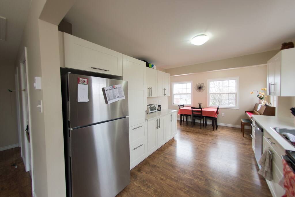 Kitchen that you have 100% full access to. Has all dishwear, cultery and utensils, pots, pans, blender, crock pot, George Forman Grill, Kurig, toaster oven, etc.
