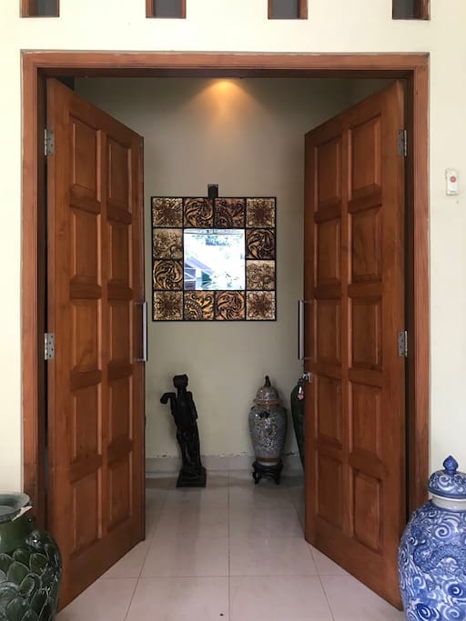 Front door. First thing you’ll look is this beautiful antique mirror with your reflection on it