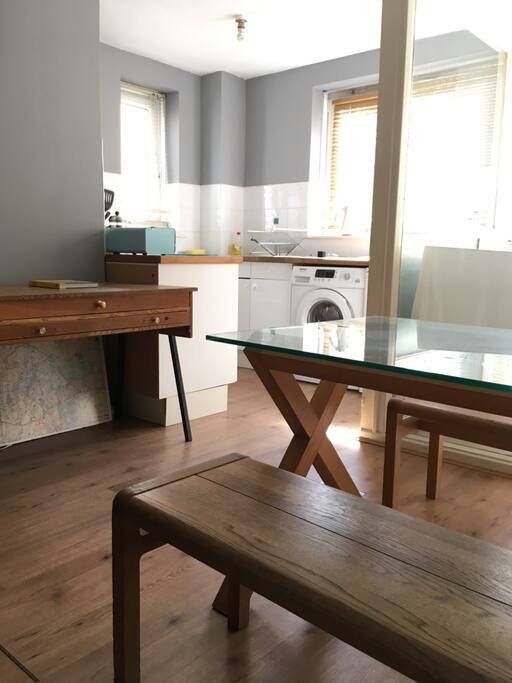 Kitchen and glass table