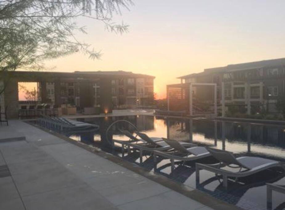 Pool at sunset