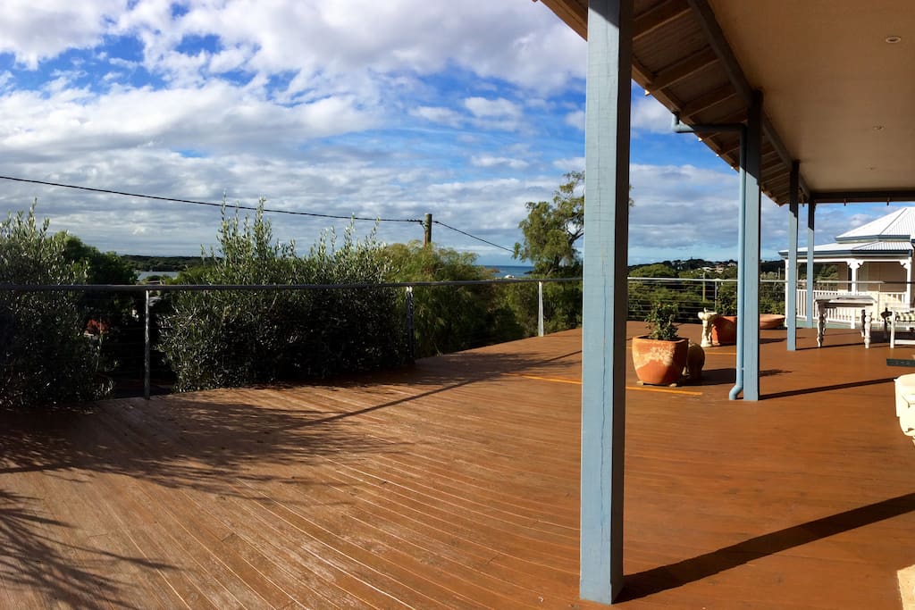 Large balcony with views towards the Blackwood River and the Southern Ocean.