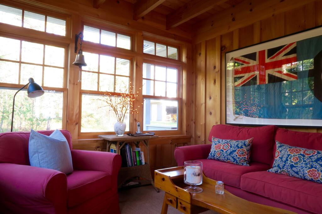 Den with large flatscreen TV