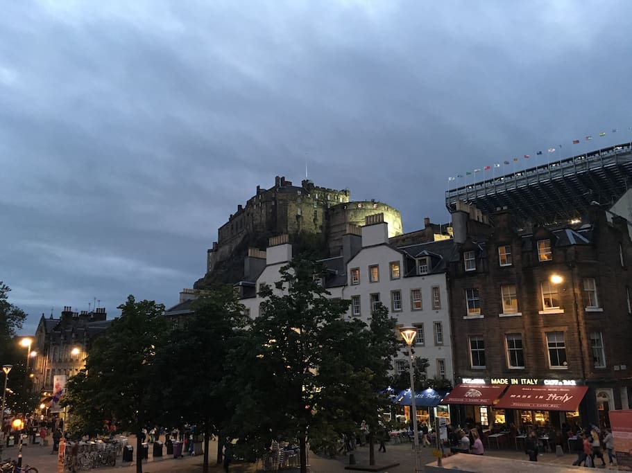 Edinburgh Castle at night taken from the living room window