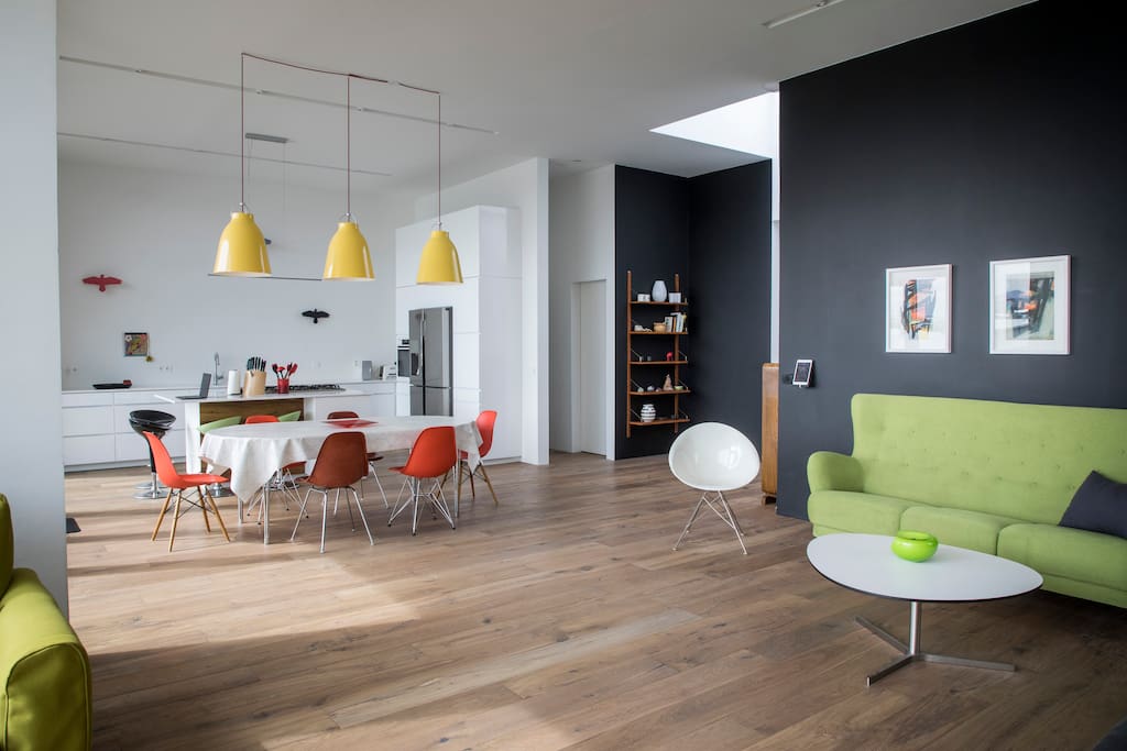 Dining area and kitchen seen from the lounge
