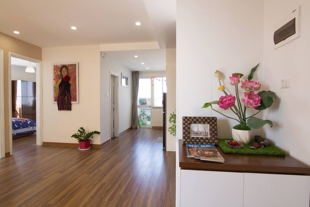 Common area: living room, kitchen, balcony, bathroom
