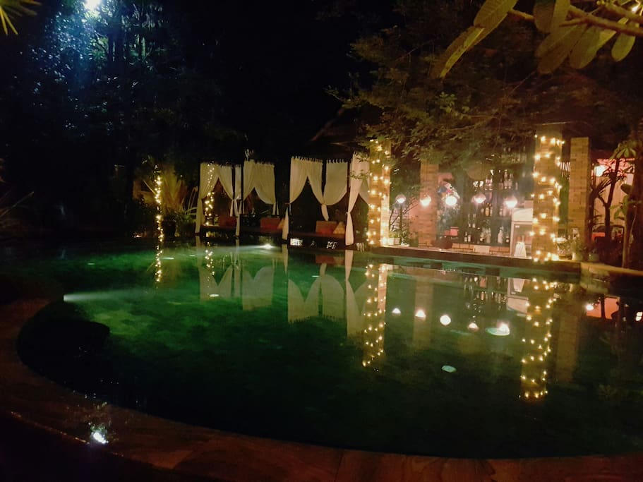 Night view at pool bar