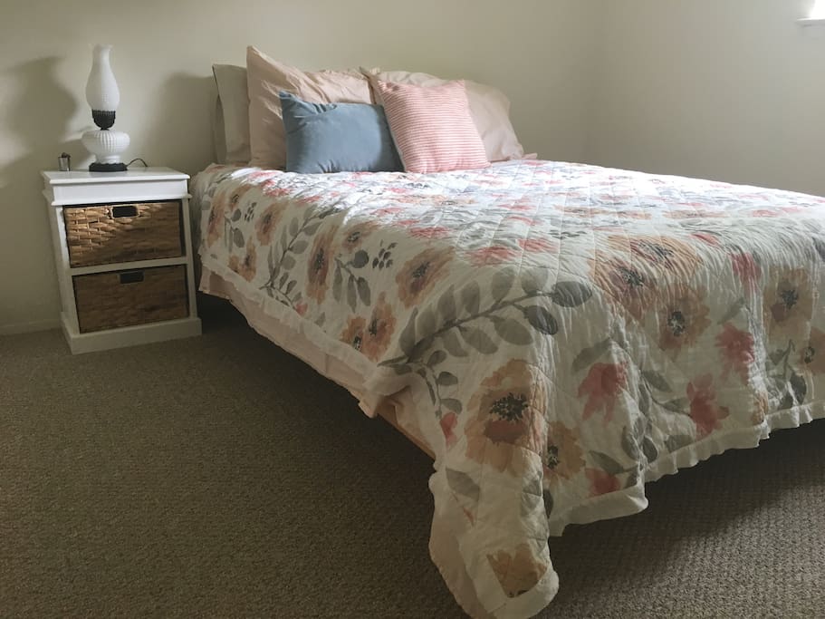 Queen size cozy bed.