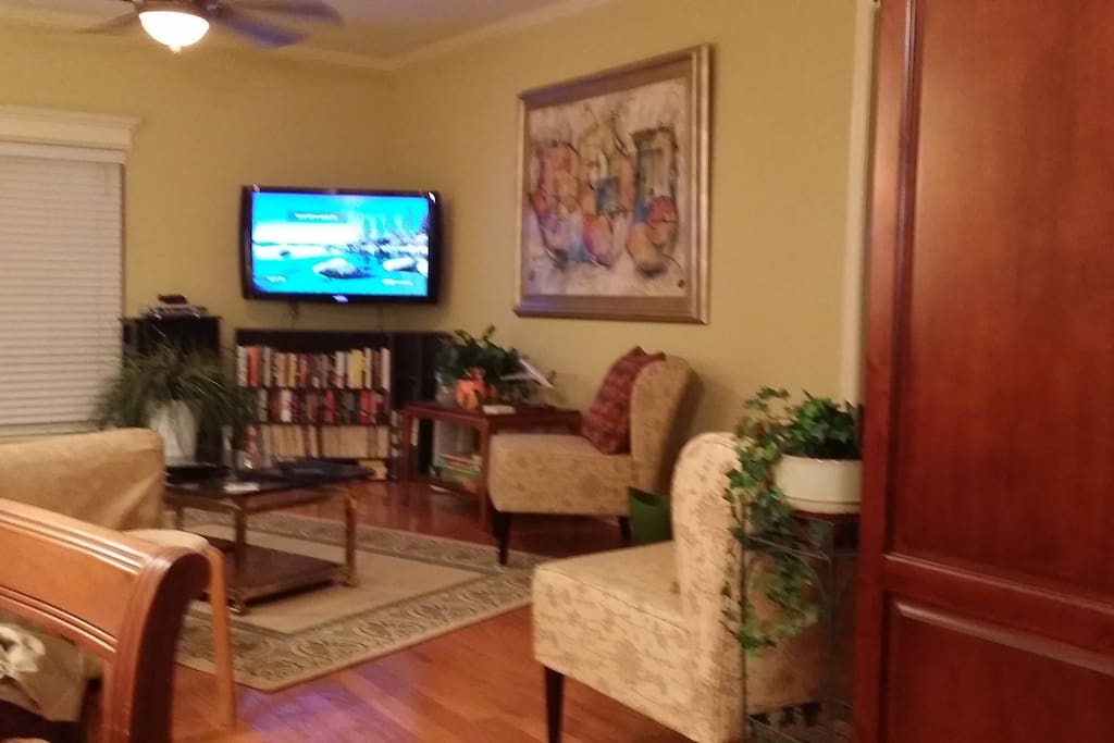 Books to borrow, Netflix and Roku, basic cable and WIFI.