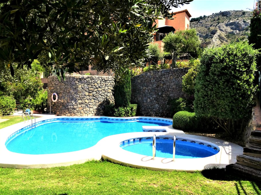 Main communal pool with kiddy pool