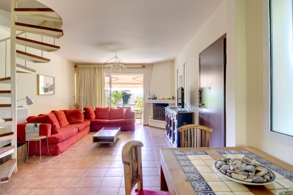 Open space living room and the dining area at the ground floor.
