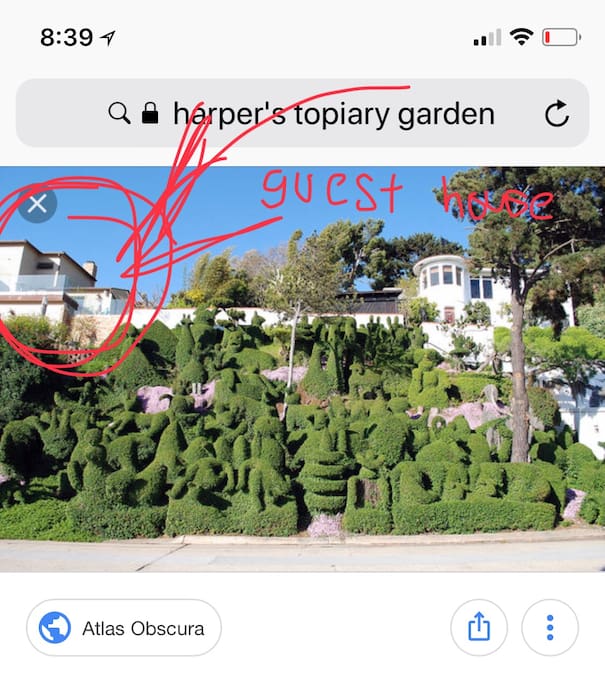 Location of our house ( guest house right below the main two floors) and next to the famous garden.