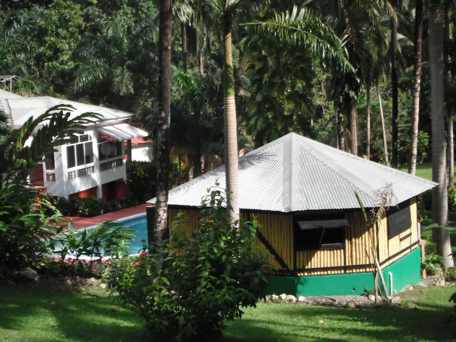View of the house and Tiki Bar from the grounds.