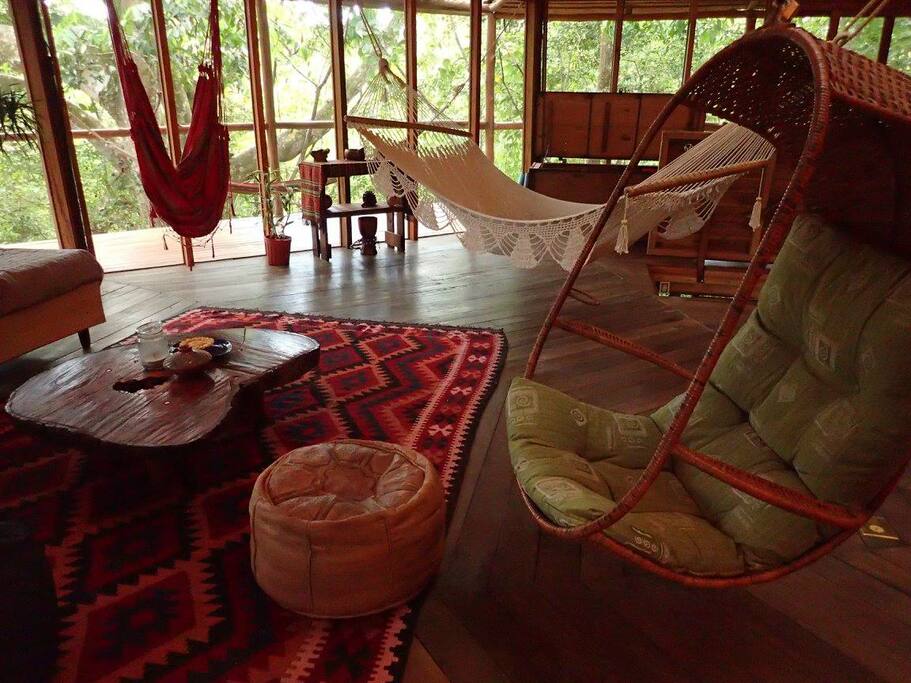 hanging furniture in living area