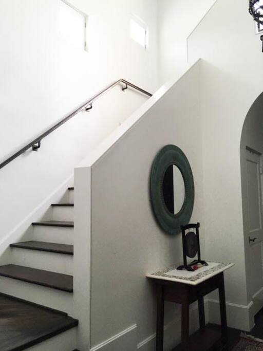 Shared foyer with a view to the staircase leading to your apartment