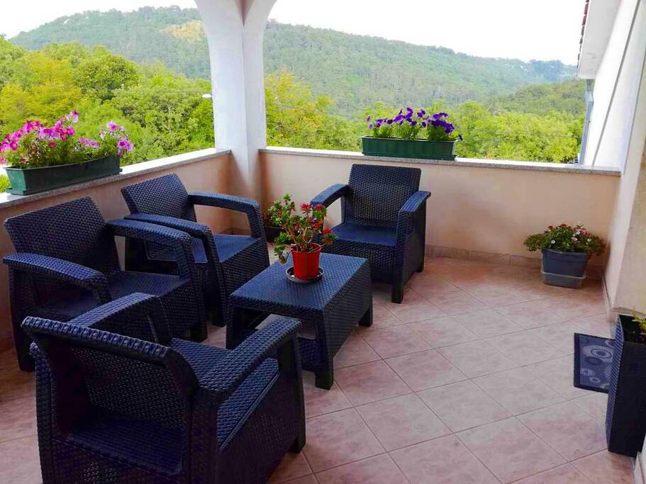 the terrace at the entrance door