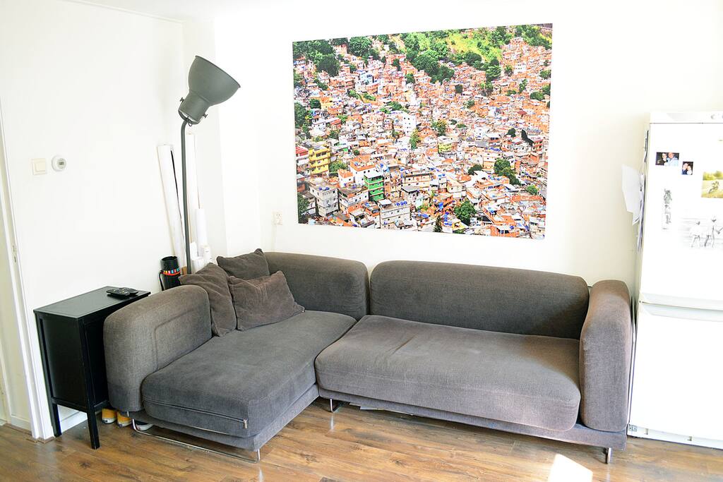 The very comfortable couch!
