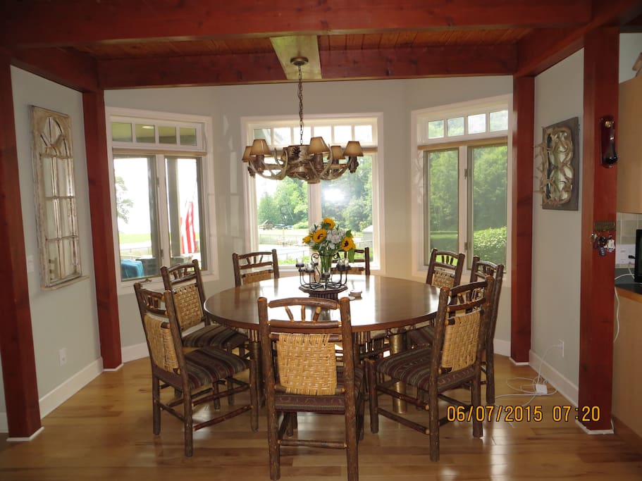 Dining area overlooking lake