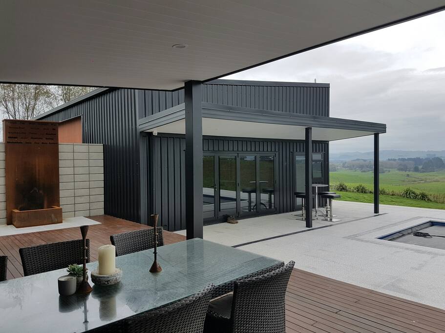 Looking out towards the Outdoor guest room